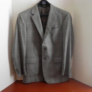 Jos A Bank Mens 38R Gray Plaid Suit Jacket Blazer